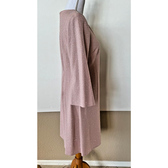 NWT Taylor Neiman Marcus Women's Blush Pink Sparkle Sz 10 Dress Flutter Sleeve - Picture 2 of 12